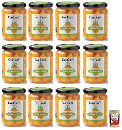 12x Così Com'è Datterino Giallo al Naturale,Natürliche Gelbe Datterino-Tomate,Italienische Tomaten,350g Glas + Italian Gourmet Polpa di Pomodoro 400g Dose