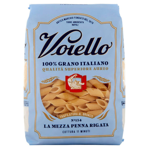 Voiello Nudeln, halbe Stifte, gestreift, Nr. 154, 500 g, 100% italienische Körner, Bronzedrahtzieher
