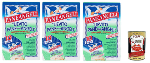Paneangeli Lievito Pane degli Angeli Vaniglinato, Dolcious Hefe, Heasting Agent, sofortige Hefe mit zartem Duft von Vanillin, Vegan und Gluten -frei, 30 Beutel von 16 g + Italian Gourmet polpa 400g