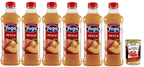 Yoga Succo di frutta Pesca, Pfirsch Früchte Fruchtsaft Getränk Fruchtgeschmack PET flasche 6x 1000 ml fruit juice + Italian Gourmet polpa 400g