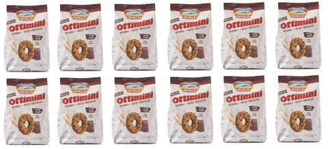 12x Divella Ottimini Integrali con gocce di cioccolato Vollkornkekse mit Schokoladenstückchen und Weizenkeimen Italienische Kekse 350g biscuits cookies