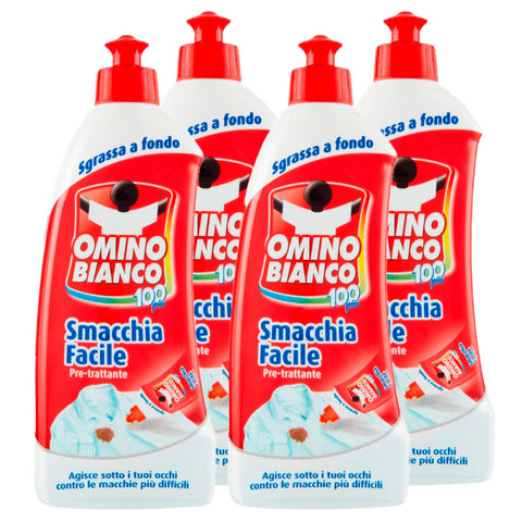 Omino Bianco - Vorbehandlung zur Fleckenentfernung, Fleckenentferner, sanft zu Textilien, für dunkle und bunte Kleidungsstücke, 500 ml, 4 Stück