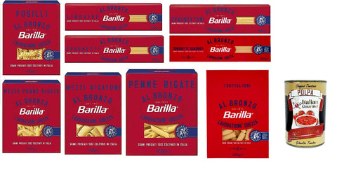 Testpaket Pasta al Bronzo Bronze Gezogene nudeln Pasta 9x 400g Rohe Verarbeitungsmethode + Italian Gourmet polpa 400g