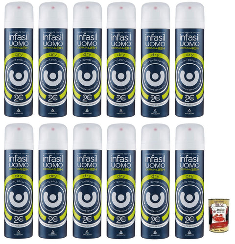12x Infasil Uomo Derma48H Deodorante Deo Spray Dry,Trockenes Gefühl, Langanhaltend 150ml + Italian Gourmet Polpa di Pomodoro 400g Dose