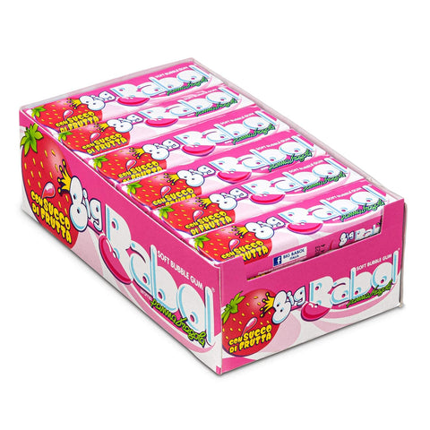 Perfetti Big Babol Panna Fragola con succo di frutta Creme und Erdbeeren mit fruchtsaft weicher Kaugummi soft bubble stick 24pz