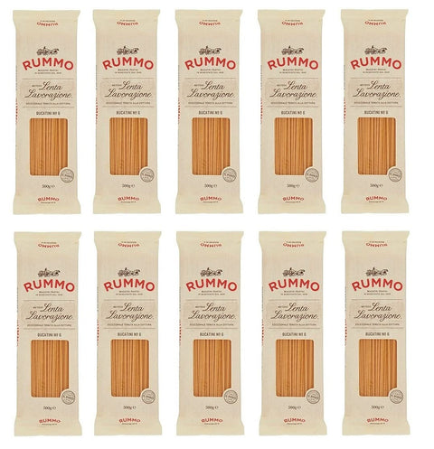 10x Rummo Bucatini N°6 Pasta Lenta Lavorazione Teigwaren aus Hartweizengrieß Bronze-Zeichnung 500g