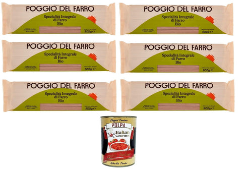 Poggio del Farro Spaghetti Specialità Integrale Di Farro Vollkorn-Dinkel-Spezialität 6x500gr + Italian Gourmet polpa 400g