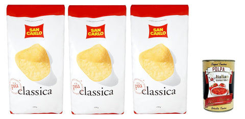 San Carlo Classica Chips Patatine Kartoffelchips gesalzen 3x 450g Kartoffel chips + Italian Gourmet polpa 400g