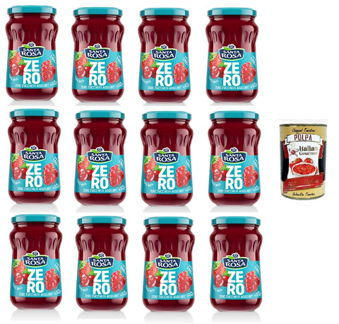 Santa Rosa ZERO, Confettura di Frutti rossi zero zuccheri aggiunti Marmelade aus roten Früchten ohne Zuckerzusatz 12x 300gr+ Italian Gourmet Polpa 400g