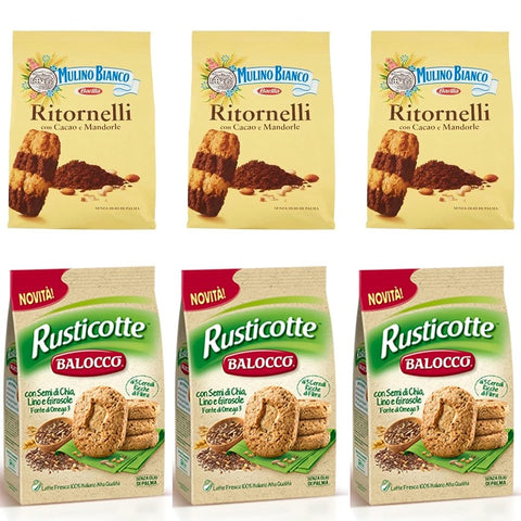 3x Mulino Bianco Kekse Ritornelli 700g biscuits cookies + 3x Balocco Rusticotte Biscotti Integrali ai 5 cereali Vollkornkekse mit 5 Müsli 700g