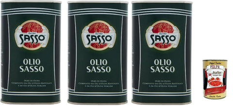 Sasso Olio Extra vergine D'oliva Natives Olive Olivenöl 3x 500ml 100% Italienisch, Extra virgin oil + Italian Gourmet polpa 400g