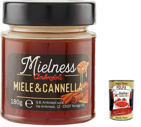 12x Ambrosoli Mielnsess Miele e Zenzero, Blumenhonig mit Ingwerextrakt , 180g + italian Gourmet polpa 400g