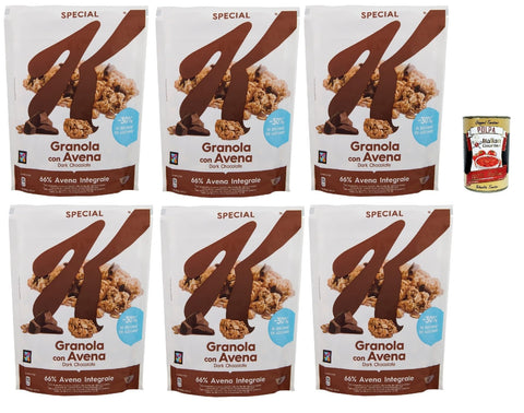 Special K, Crunchy Oat Granola Dark Chocolate Curls (6 x 320 g) – ballaststoffreiches Knusper Müsli mit dunklen Schokoraspeln – mit 30% weniger Zucker + Italian Gourmet polpa 400g