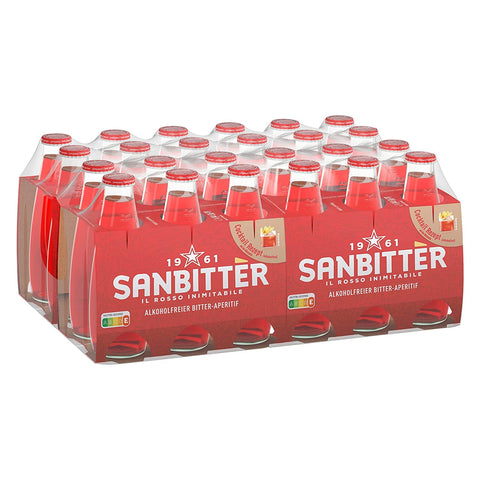 Sanbittèr Alkoholfreier Aperitif aus Italien Bittersüß-herbes Aroma Aus Zitrusfrüchten und feinen Alpenkräutern Für Cocktails geeignet 48er Pack (48 x 98ml) + Italian Gourmet Polpa 400g