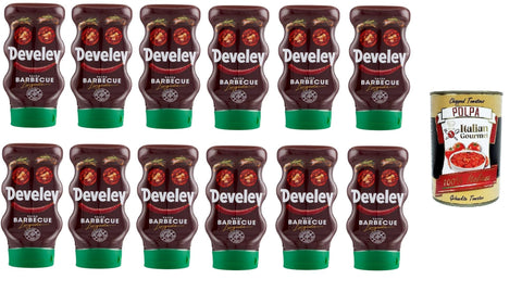 Salsa barbecue squeeze, Senza glutine, 100% ingredienti naturali,BBQ Squeeze Sauce, glutenfrei, 100% natürliche Zutaten 12x 287gr + Italian Gourmet polpa 400g