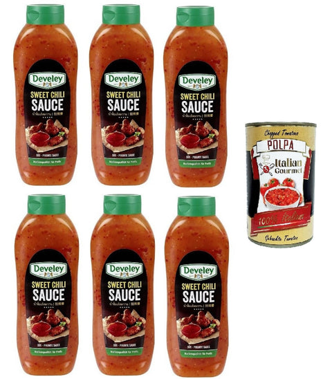 Süße Chili-Sauce, scharfe Chili-Pfeffer-Sauce, 6 x 875 ml + Italian Gourmet polpa 400g