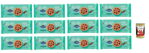 Riso Scotti Crostatina Cacao, Snack mit Kakaocreme, laktosefrei, ohne Milchproteine und ohne Spuren, 12x 144g (4x36g) + Italian Gourmet polpa 400g
