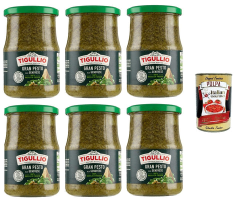 Tigullio GranPesto Pesto alla Genovese mit Basilikum 6x 500g Sauce Soße+ Italian Gourmet polpa 400g