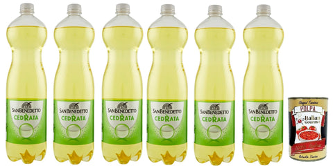 San benedetto Cedrata soda citron soft drink PET 6x 1.5 Lt Erfrischendes italienisches Alkoholfreies Getränk + Italian Gourmet polpa 400g