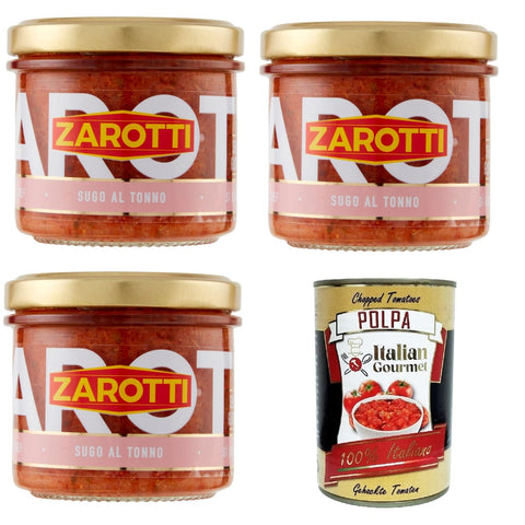 Zarotti Sugo al Tonno Thunfischsauce 3x 110gr + Italian Gourmet polpa 400g