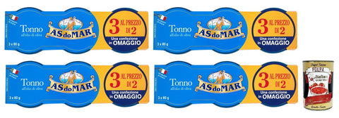 12x AS do MAR Tonno all'Olio di Oliva,Thunfisch in Olivenöl,ideal für jedes Rezept,80g Glas + Italian Gourmet Polpa di Pomodoro 400g Dose