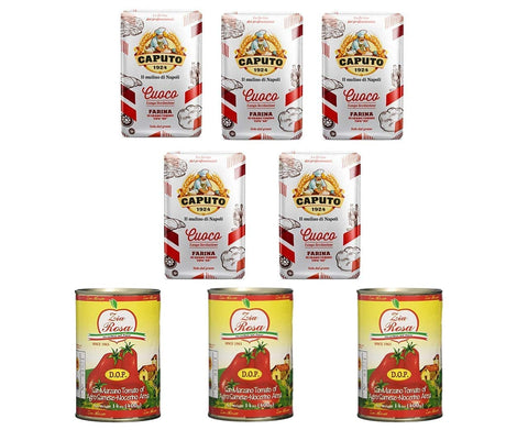 Testpaket Caputo Cuoco Pizzamehl Mehl ( 5 x 1Kg )+ Zia Rosa DOP Pomodoro San Marzano Tomate aus Kampanien Dose von 400g 3x 400g