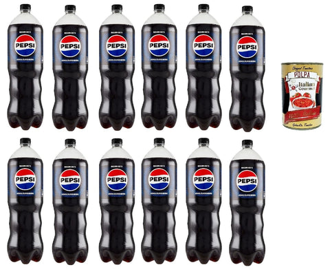 Pepsi Cola Senza Zucchero Pepsi Zero, Erfrischungsgetränk mit Süßungsmitteln, ungesüßt 12x 1Lt + Italian Gourmet polpa 400g