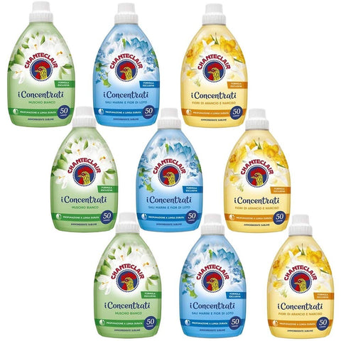 TESTPAKET CHANTECLAIR Ammorbidente i Concentrati Weichspüler (9 x 1000ml) lang anhaltender Duft 50 Wäschen Waschmittel