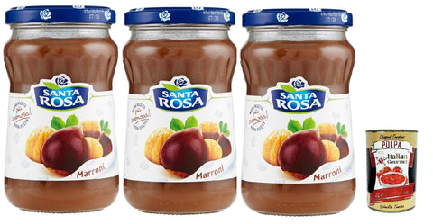 Santa Rosa, Confettura di Marroni, Kastanien marmelade Brotaufstrich, Chestnuts jam, ideal für Desserts und Kuchen 3x 350g + Italian Gourmet polpa 400g
