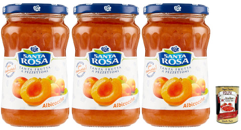 Santa Rosa, Confettura di Albicocche, Aprikosen marmelade, apricot jam, ideal für Desserts und Kuchen 3x 350g + Italian Gourmet polpa 400g