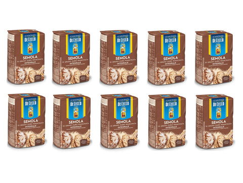 10x De Cecco Semola di Grano Duro Integrale Vollkorn Hartweizengrieß 1Kg ideal für Pasta und Brot