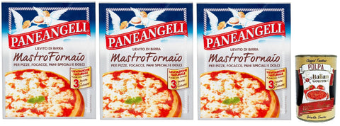 PANEANGELI Lievito di Birra Mastro Fornaio per Pizze, Focacce, Pani Speciali e Dolci, Brauhefe Hefe für süß und herzhaft, dehydrierte Hefe 100% Italienisches, 3x 21g + Italian Gourmet polpa 400g