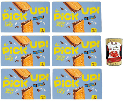 Pick Up Choco & Milk , Milchschokoladentafel im Doppelkeks, 6x 112g Packung, Jede Packung enthält 4 Kekse à 28g + Italian Gourmet Polpa di Pomodoro 400g Dose