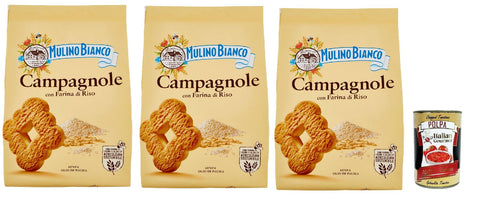 Mulino Bianco Campagnole Biscotti con Farina di Riso, Kekse mit Reismehl, biscuits cookies, 3x 700 g + Italian Gourmet polpa 400g