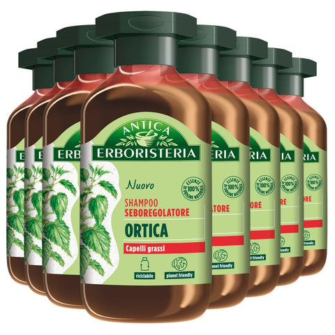 8 x antike Kräutermedizin Shampoo mit Brennnessel für fettiges Haar, vegane Formel ohne Silikone und Farbstoffe, 8 Flaschen à 250 ml
