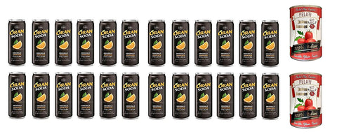 Oransoda 24 Dosen x 330 ml - Campari Group Aperitivo Orange Soda + Italian Gourmet 100% italienische geschälte Tomaten dosen 2x 400g