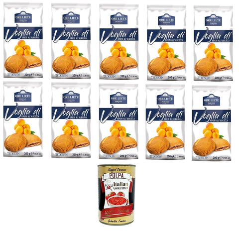 Ore Liete Perugia- Voglia Di Biscotti di frolla ripieni di Albicocca Lust auf mit Aprikosen gefüllte Mürbeteigkekse 10x200gr+ Italian Gourmet polpa 400g