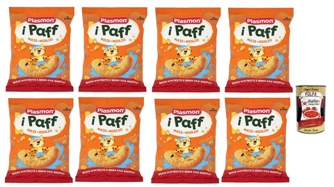Plasmon snack Mais e Miglio 8x 15g + Italian Gourmet polpa 400g