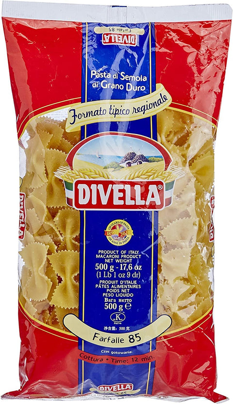 10x Divella Farfalle N. 85 Hartweizengrieß Pasta Italienische Nudeln 500g Packung + Italian Gourmet Polpa di Pomodoro 400g Dose