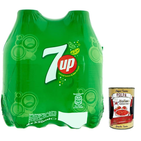 7UP Cola 7UP soft drink lemonade, Limonade mit Zitronen- und Limettengeschmack in Flaschen aus 100 Prozent recyceltem Material, EINWEG (6 x 1.5 l) Original italienisch inkl. Italian Gourmet Polpa 400g 8032804040014