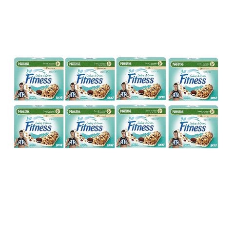 Nestlé Fitness Cookies & Cream Müsliriegel mit Kakaokeksstückchen und weißen Schokoladenstückchen (4 x 23,5 g) 8 x 94 g