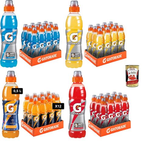 Sport Drink Testpaket, Sportgetränk nicht kohlensäurehaltiger, hilft der Wiedereingliederung verlorener Mineralsalze, 48x 500 ml + Italian Gourmet polpa 400g