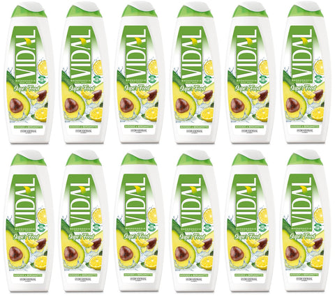 12er-Pack Vidal Körperwaschmittel Bagnodoccia Duschgel,Duschschaum mit Avocado und Bergamotte 500ml