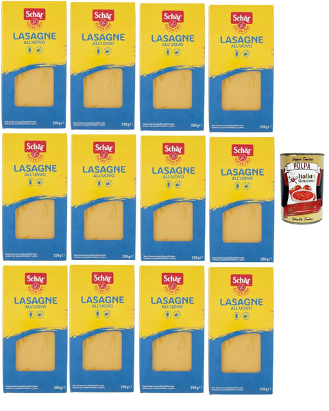 SCHÄR Senza Glutine Lasagna, Glutenfrei Pasta nudeln, gluten free pasta, 12x 250g + Italian Gourmet polpa 400g