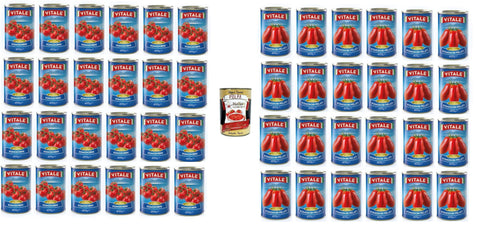 Vitale Testpaket Kirschtomaten in der 400g-Dose 24x 400gr -Geschälte Tomaten 24x 400gr + Italian Gourmet Polpa 400g