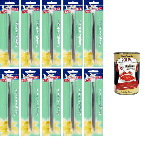 Paneangeli Vanillebeere, ideal, um gebackenen Desserts, Cremes, Kuchen, Puddings, Eiscreme ein natürliches und intensives Aroma zu verleihen, 10 Packungen + Italian Gourmet polpa 400gr