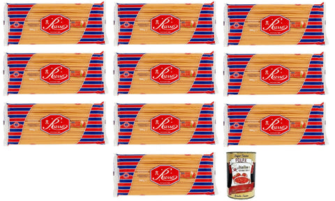 10x Russo Mezzanelli N°79 Hartweizengrieß Pasta,100% Italienischer Weizen,500g-Packung + Italian Gourmet Polpa di Pomodoro 400g Dose