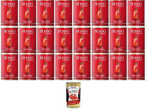 Rosso Gargano Pomodoro pelato di Puglia Geschälte Tomaten aus Apulien 24x400gr + Italian Gourmet polpa 400g