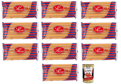 10x Russo Candele N°73 Hartweizengrieß Pasta,100% Italienischer Weizen,500g-Packung + Italian Gourmet Polpa di Pomodoro 400g Dose