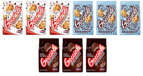 Testpaket Pavesi Gocciole Chocolate ( 3 x 500g ) - Coconut ( 3 x 320g ) - Extra Dark ( 3 x 400g ) Kekse mit Schokoladentropfen 9 Stück